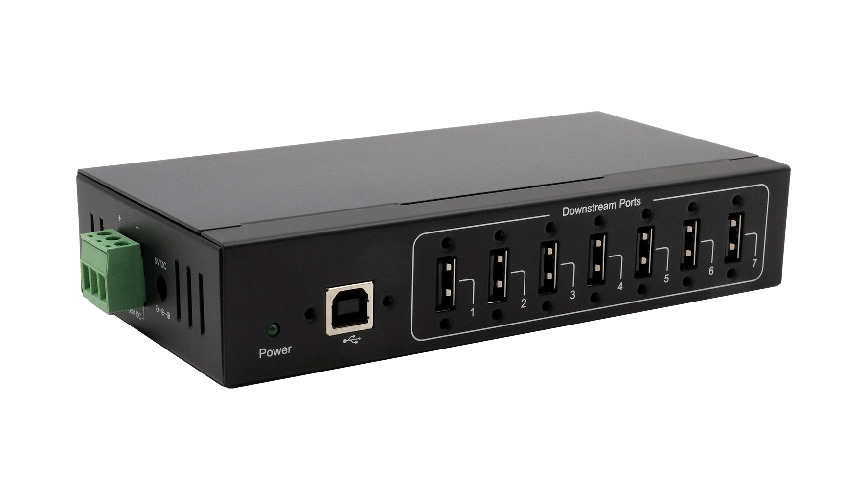 Exsys 7 Port USB 2.0 USB Hub, Terminal Connector Powered, 80.7 mm 32.2 mm 158mm