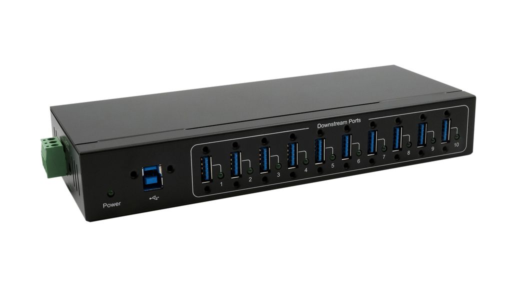 Exsys 10 Port USB 3.2 USB Hub, 78 mm 30.7 mm 200mm