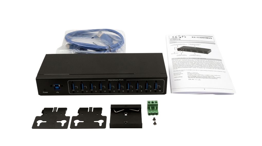 ex-11220hmvs Exsys 10 Port USB 3.2 USB Hub, 78 mm 30.7 mm 200mm