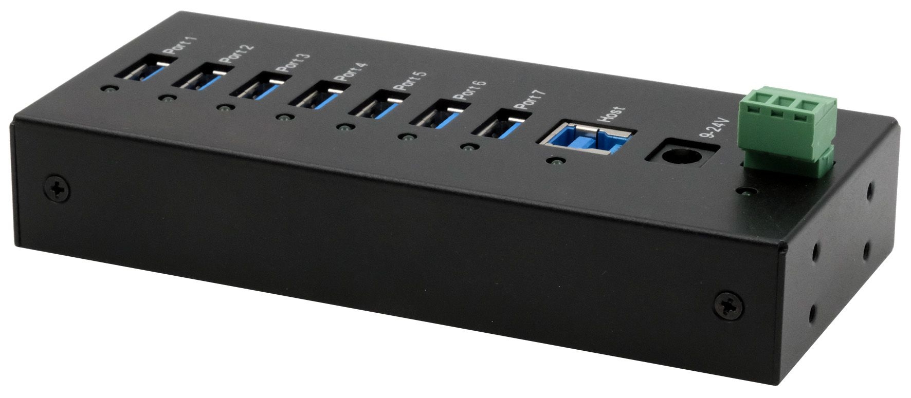 Exsys 7 Port USB 3.2 USB Hub, Terminal Connector Powered, 60 mm 24 mm 135mm