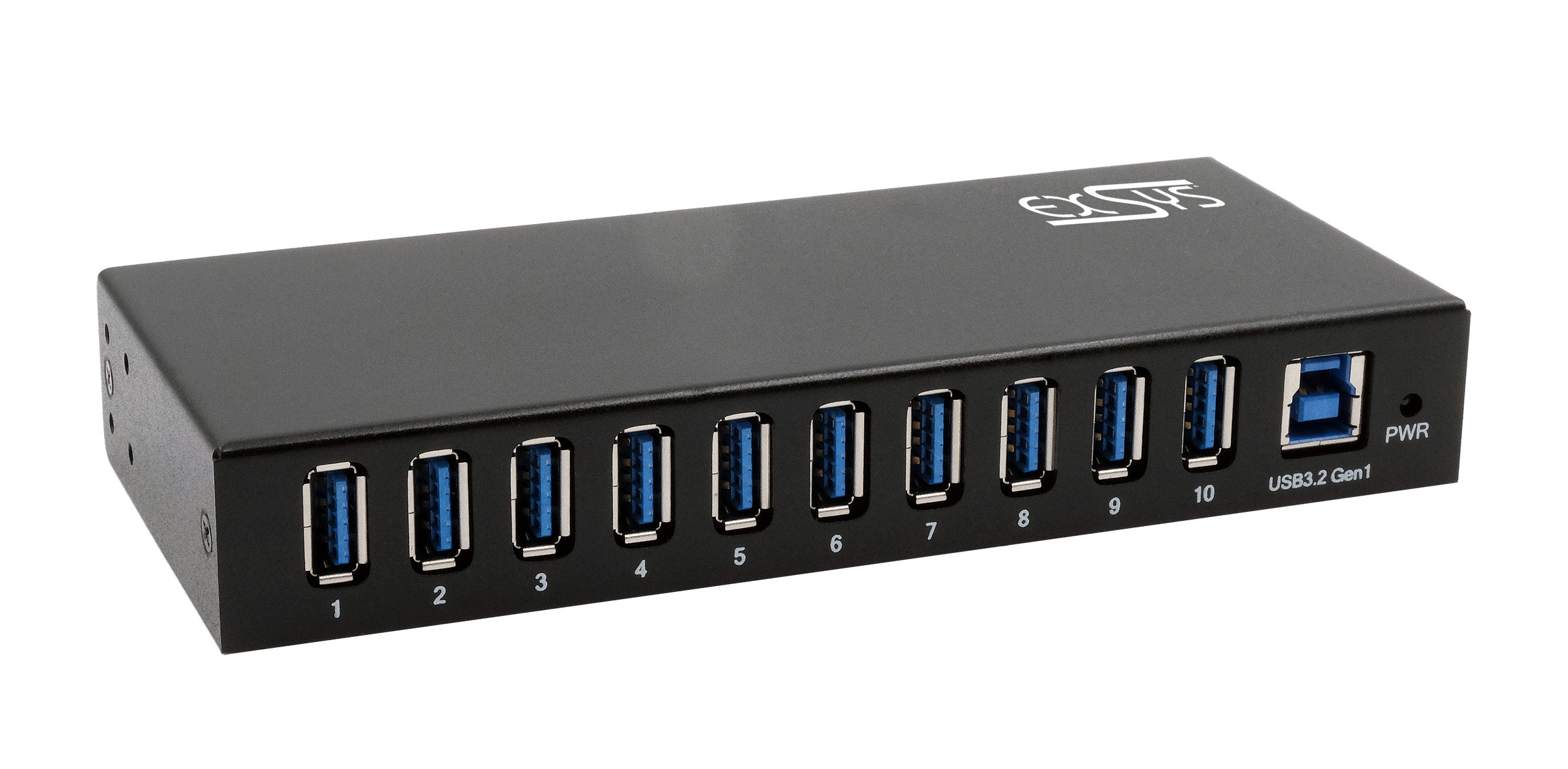 Exsys 10 Port USB 3.2 USB Hub, Terminal Connector Powered, 68 mm 25 mm 160mm