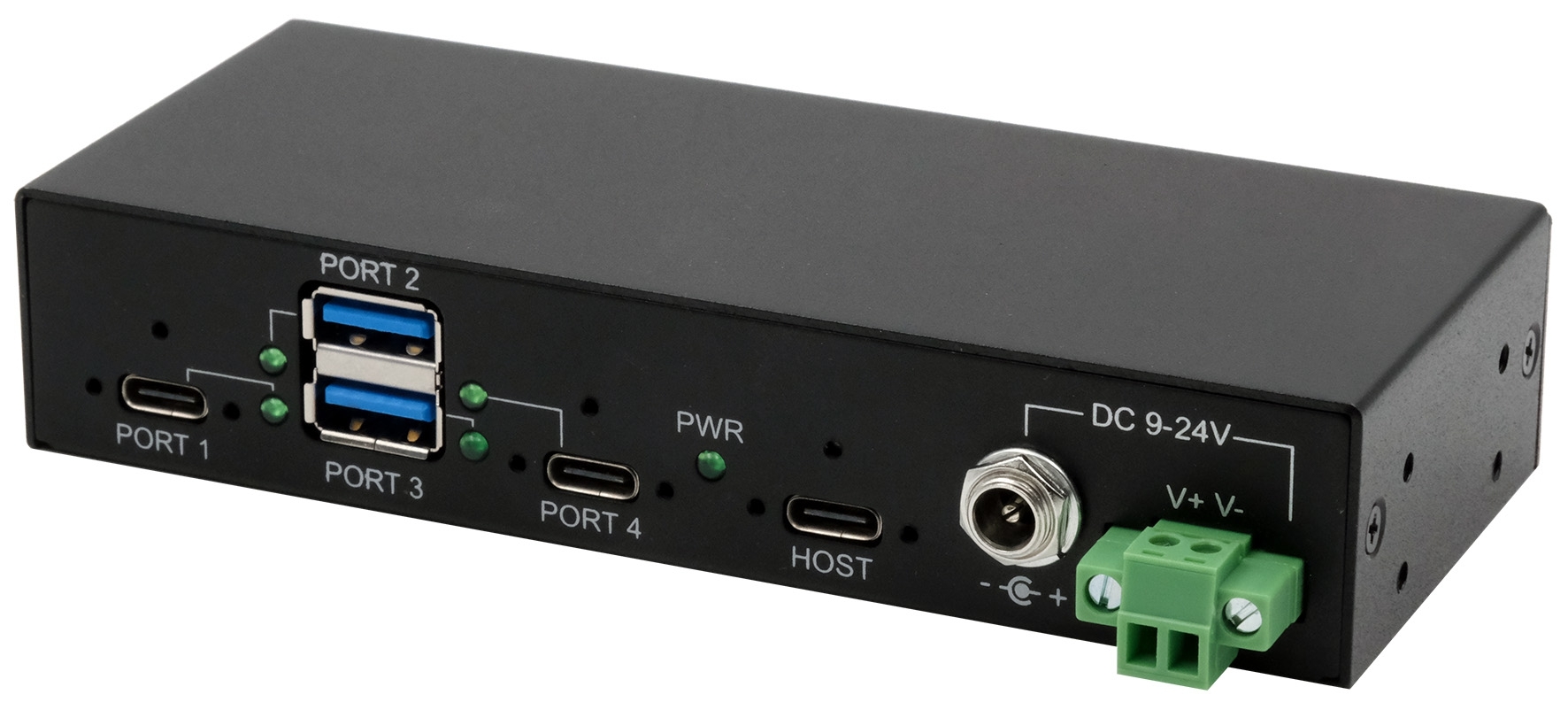 Exsys 4 Port USB Type A, USB Type C USB Hub, Terminal Connector Powered
