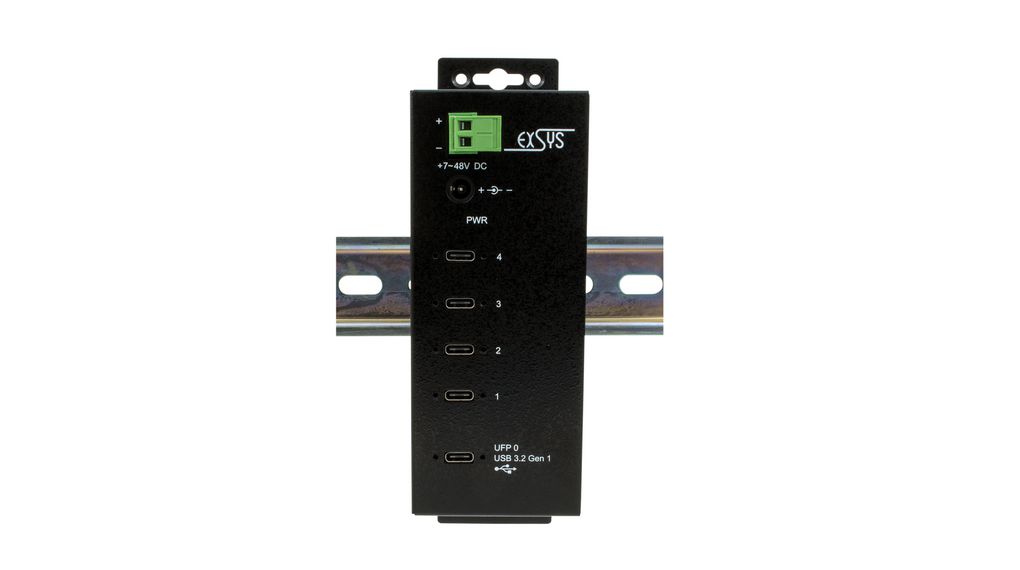 Exsys 4 Port USB 3.2 USB Hub, USB Bus Powered, 162.8 mm