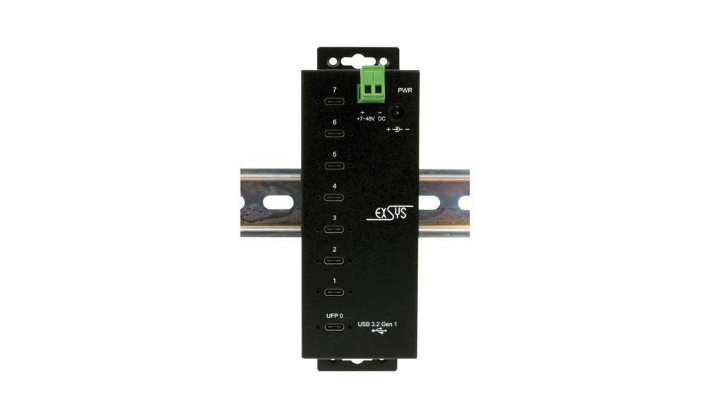 Exsys 7 Port USB 3.2 USB Hub, USB Bus Powered, 162.8 mm