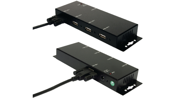 Exsys 4 Port USB 2.0 USB Hub, DC Power Supply Powered, 60 mm 23 mm 152mm