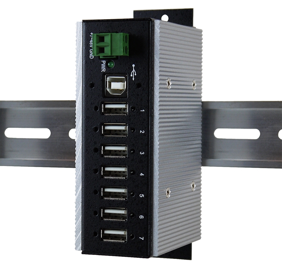 Exsys 7 Port USB 2.0 USB Hub, Terminal Connector Powered, 43.2 mm 73.5 mm 132.5mm