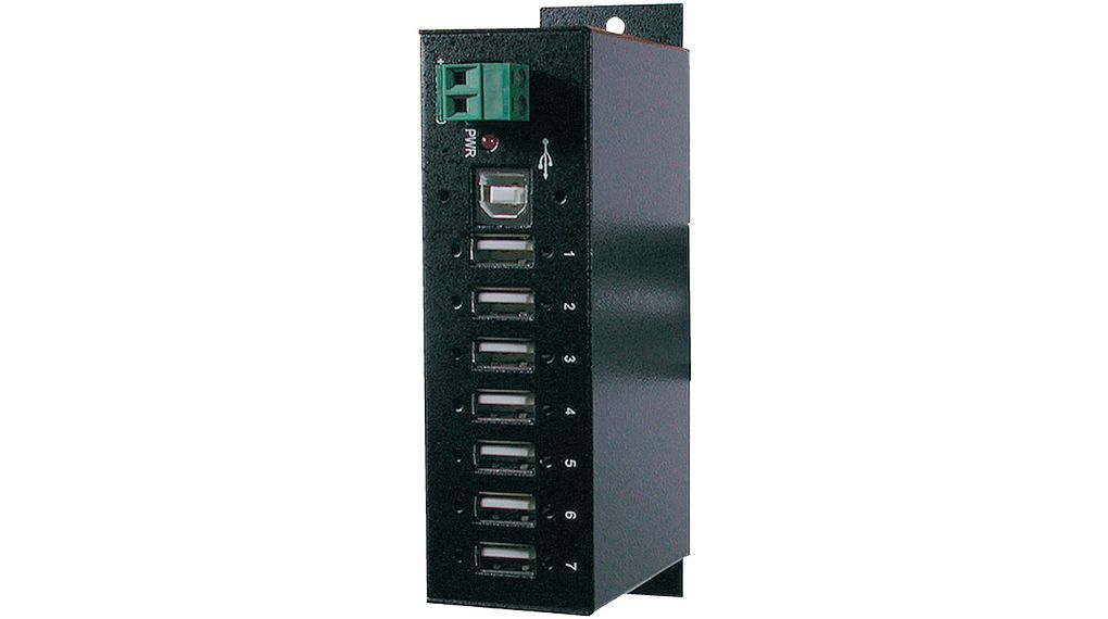 Exsys 7 Port USB 2.0 USB Hub, USB Bus Powered, 73 mm 115 mm 26mm