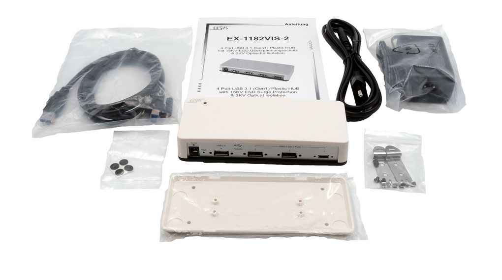 ex-1182vis-2 Exsys 4 Port USB 3.2 USB Hub, USB Powered, 64.2 mm 31 mm 153.6mm