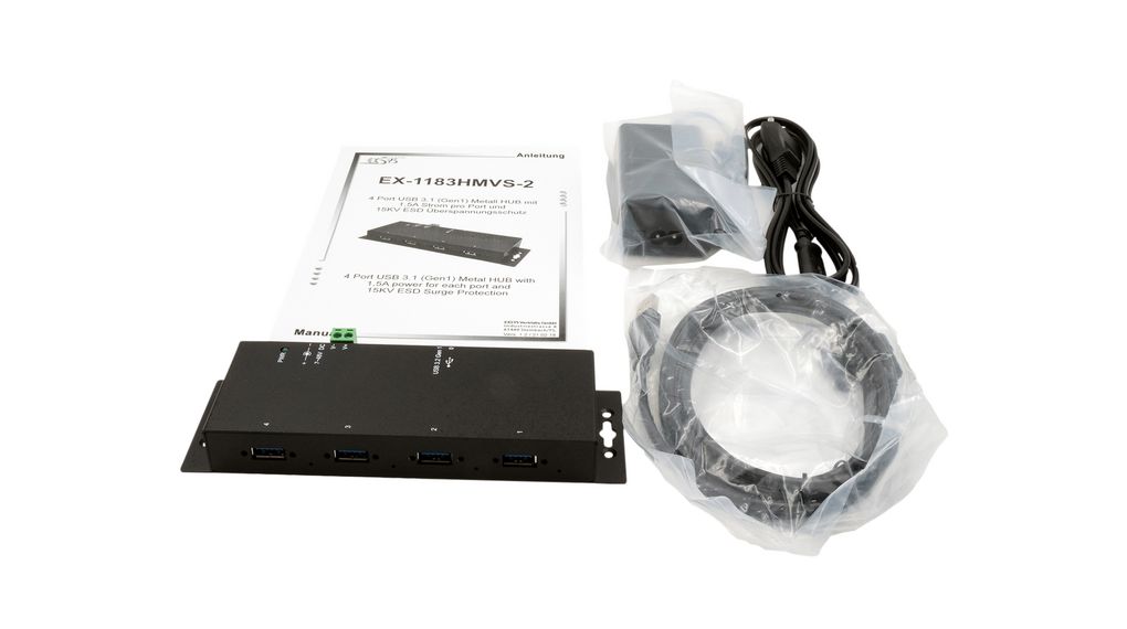 ex-1183hmvs-2 Exsys 4 Port USB 3.2 USB Hub, AC Adapter Powered, 24 mm 178 mm 70mm