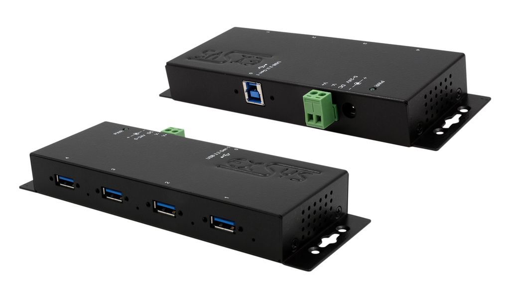 Exsys 4 Port USB 3.2 USB Hub, AC Adapter Powered, 69 mm 23 mm 178mm