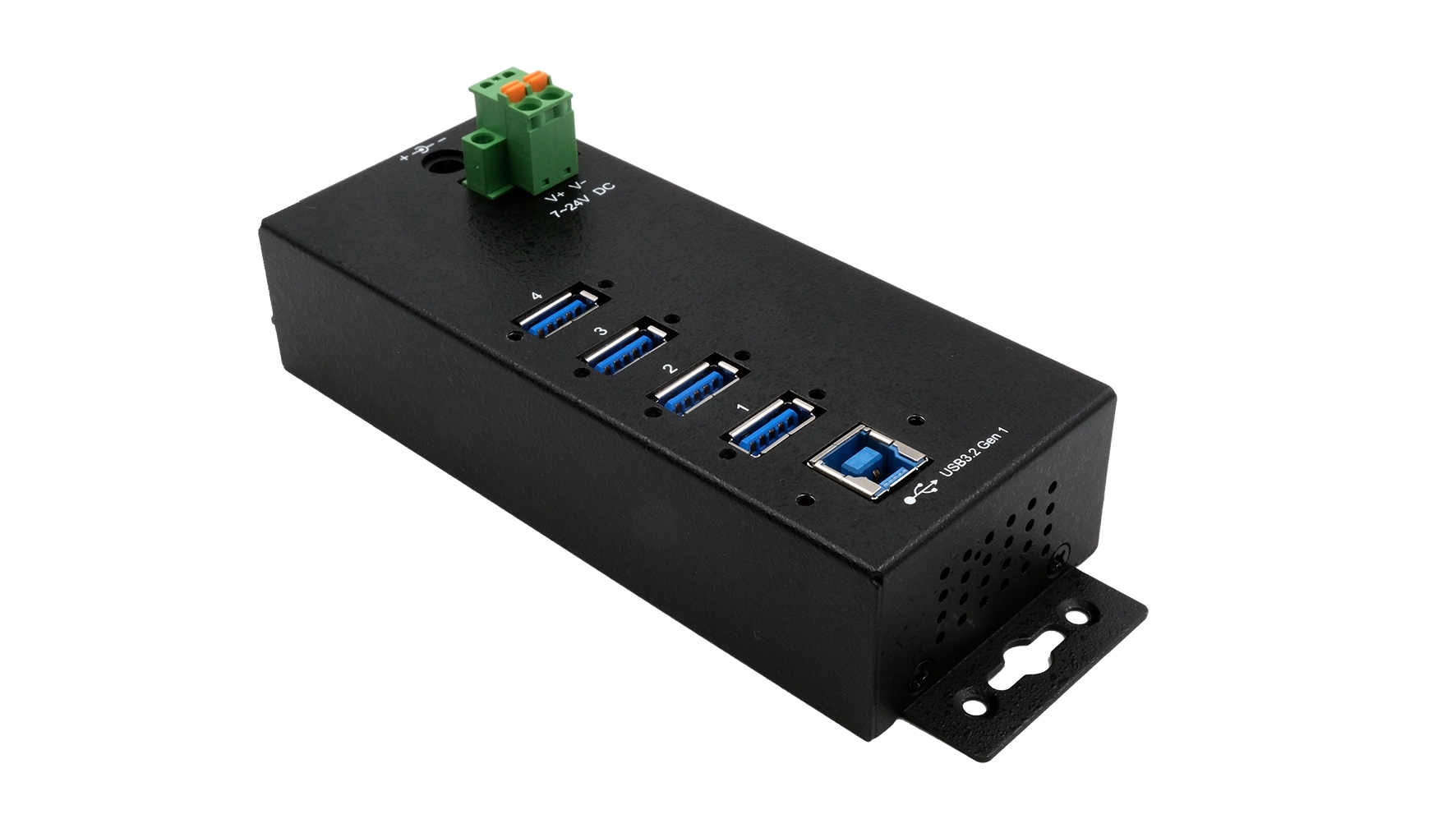 Exsys 4 Port USB 3.2 USB Hub, Terminal Connector Powered, 55 mm 30.8 mm 163mm
