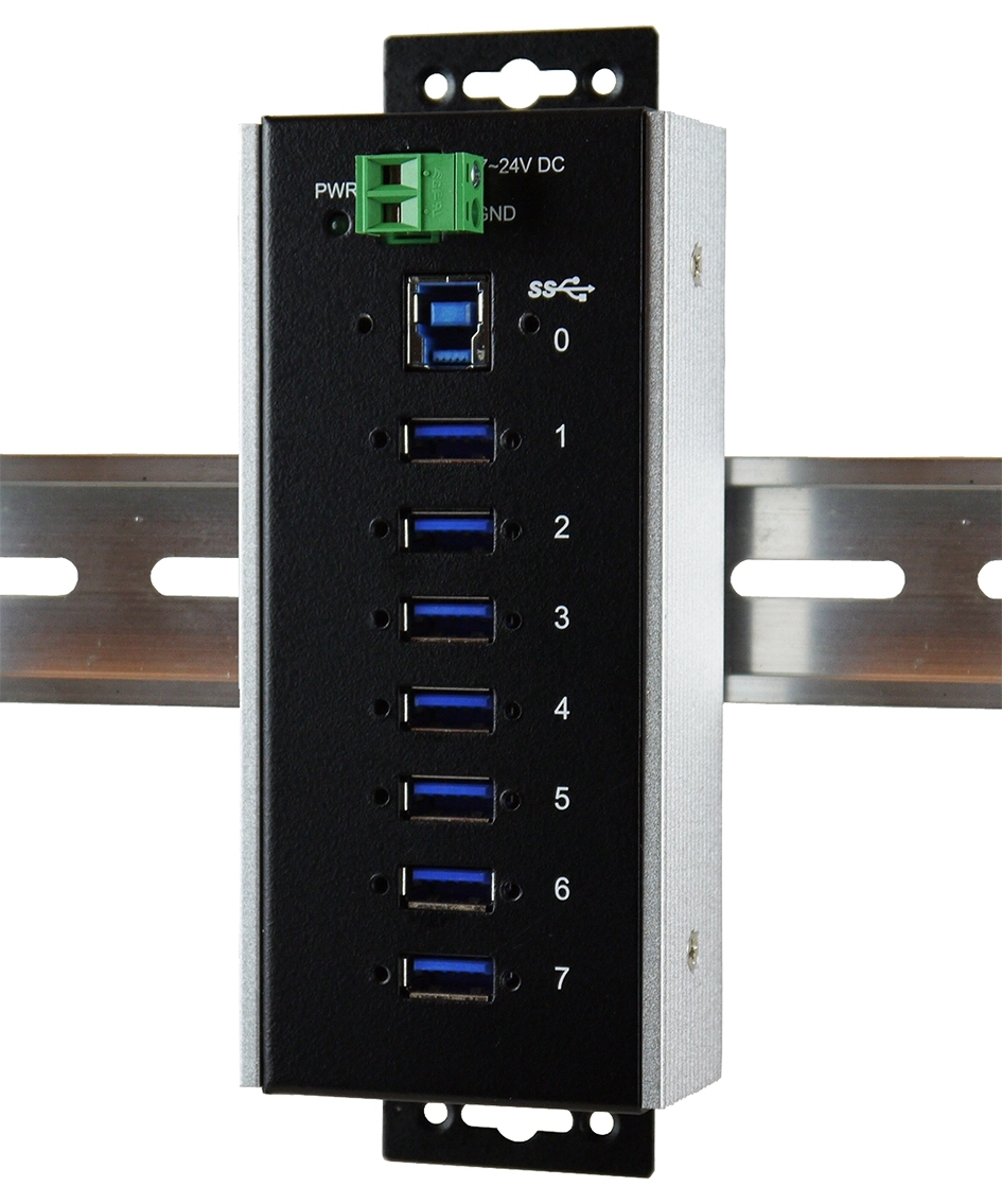 Exsys 7 Port USB 3.2 USB Hub, Terminal Connector Powered, 62.08 mm 39.98 mm 163mm