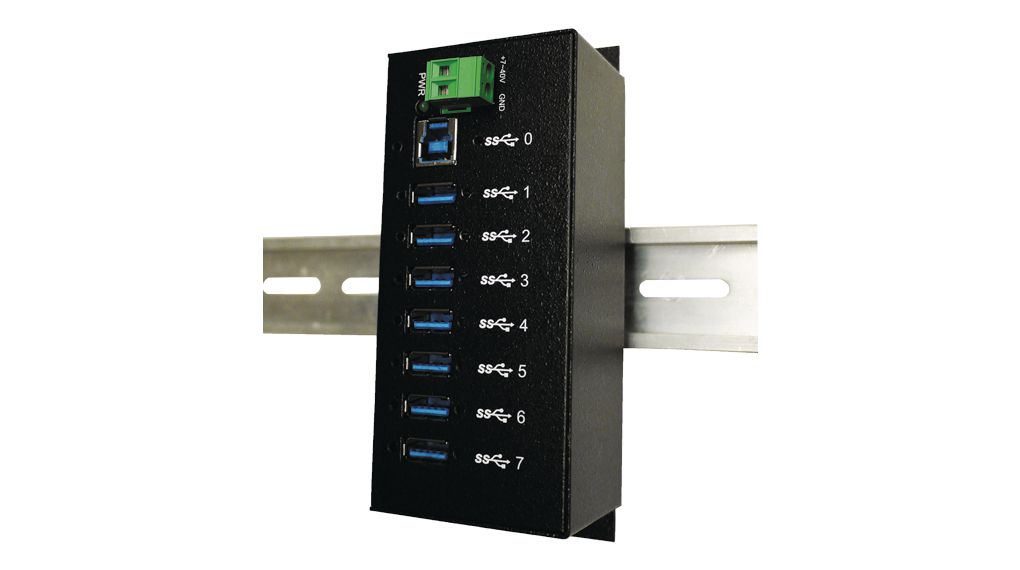 Exsys 7 Port USB 3.0 USB Hub, Adapter Powered, 55 mm 122 mm 43mm