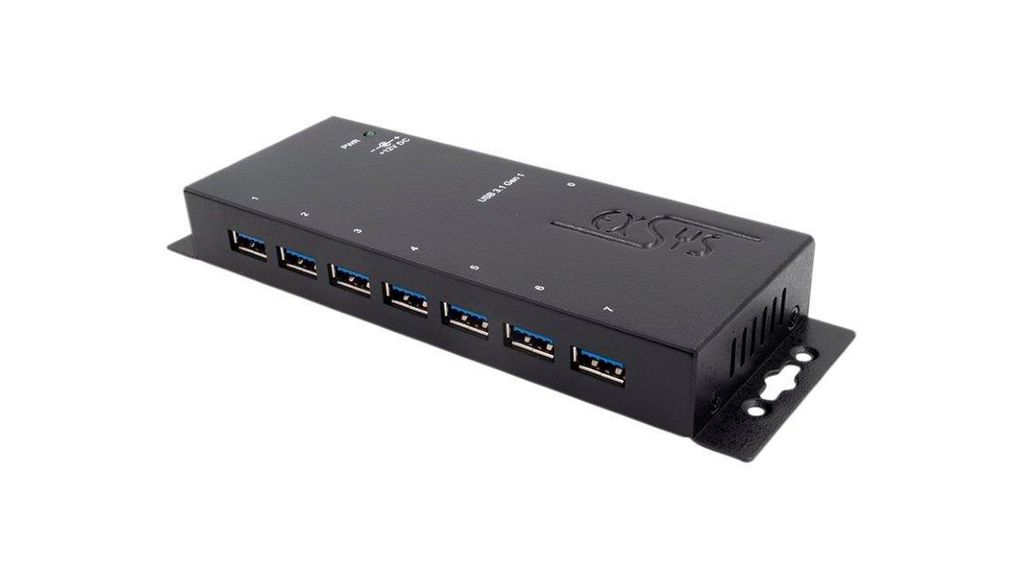 Exsys 7 Port USB 3.1 USB Hub, AC Adapter Powered, 60 mm 23 mm 178mm