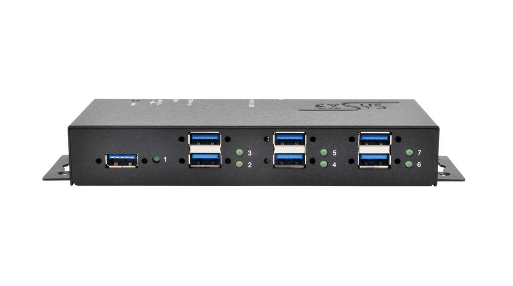 Exsys 7 Port USB 3.0, USB 3.1, USB 3.2 USB Hub, AC Adapter Powered, 25.4 mm 178.6 mm 60mm