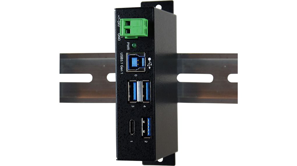 Exsys 4 Port USB 3.0, USB 3.1 USB Hub, Terminal Connector Powered, 67.4 mm 24 mm 114.6mm