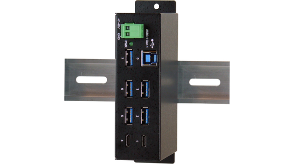 Exsys 7 Port USB 3.0, USB 3.1 USB Hub, Terminal Connector Powered, 61.5 mm 113 mm 36.3mm