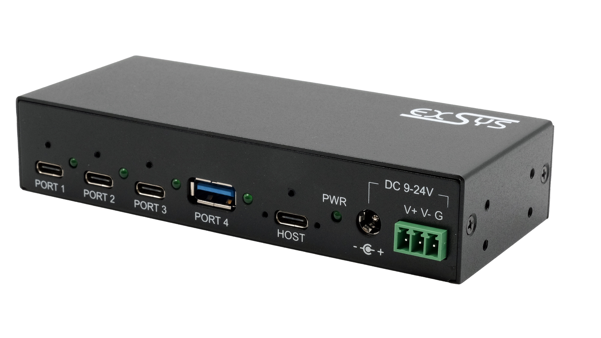 Exsys 4 Port USB 3.2 USB Hub, Terminal Connector Powered