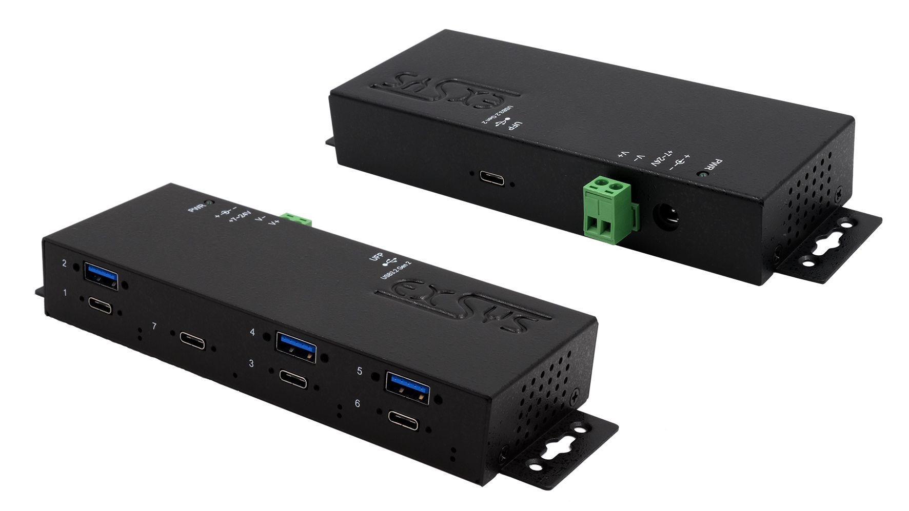 Exsys 7 Port USB 3.2 USB Hub, Terminal Connector Powered, 23.2 mm 68.9 mm 178.6mm