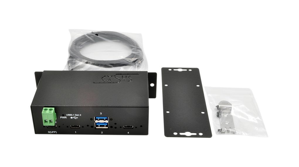 ex-1274hmv Exsys 4 Port USB 3.1 USB Hub, Terminal Connector Powered, 74 mm 143 mm 26mm