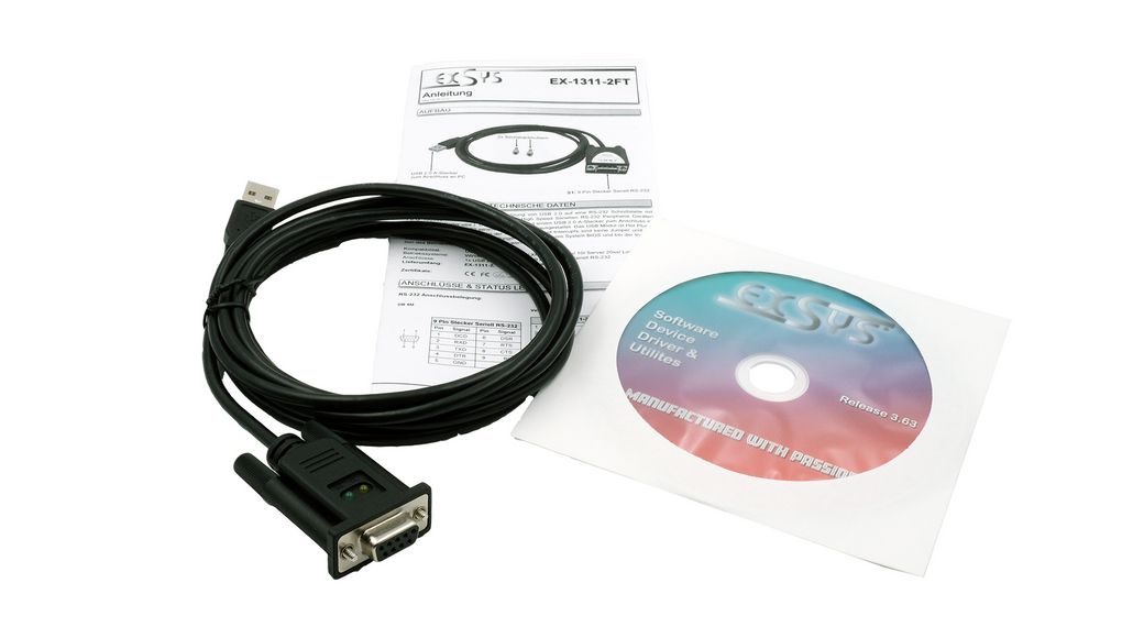 Exsys USB Type A to Male to DB9 Female Female Interface Converter