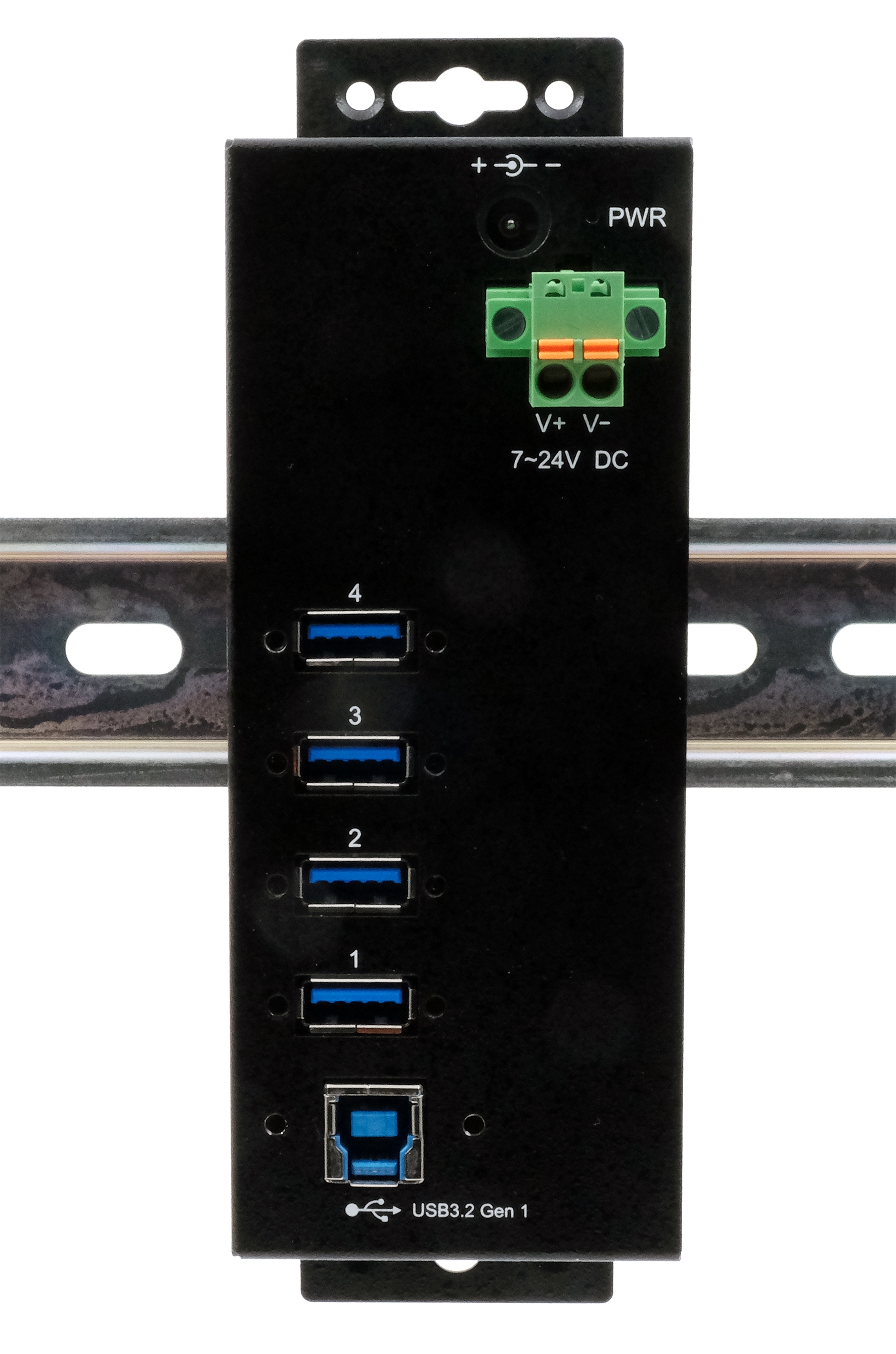 Exsys 4 Port USB 3.2 USB Hub, Terminal Connector Powered
