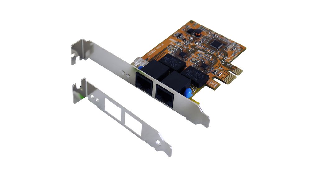 Exsys 2 Port PCIe RJ45 Network Card, 1000Mbps