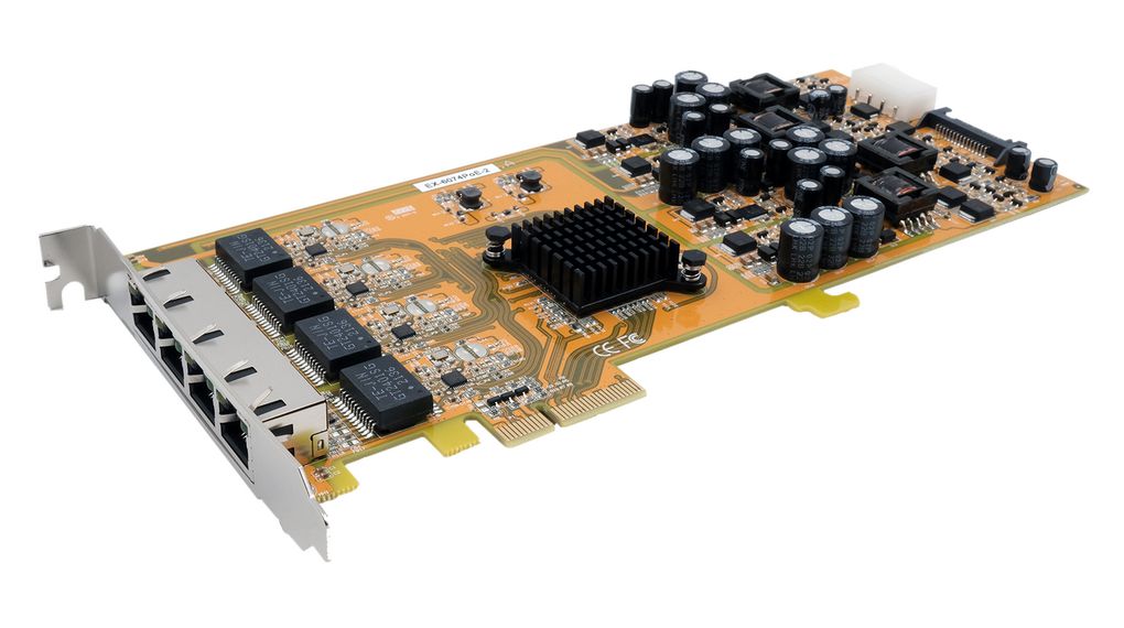 Exsys 4 Port PCIe RJ45 Network Card, 1000Mbps