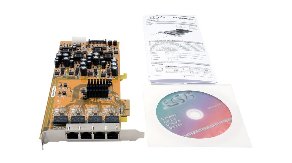ex-6074poe-2 Exsys 4 Port PCIe RJ45 Network Card, 1000Mbps