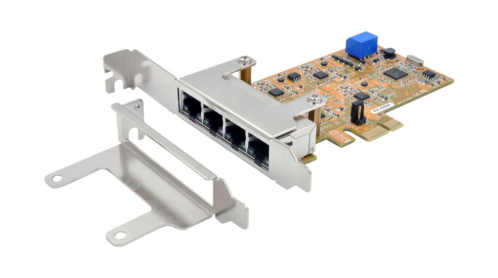 Exsys 4 Port PCIe RJ45 Network Card, 1000Mbps