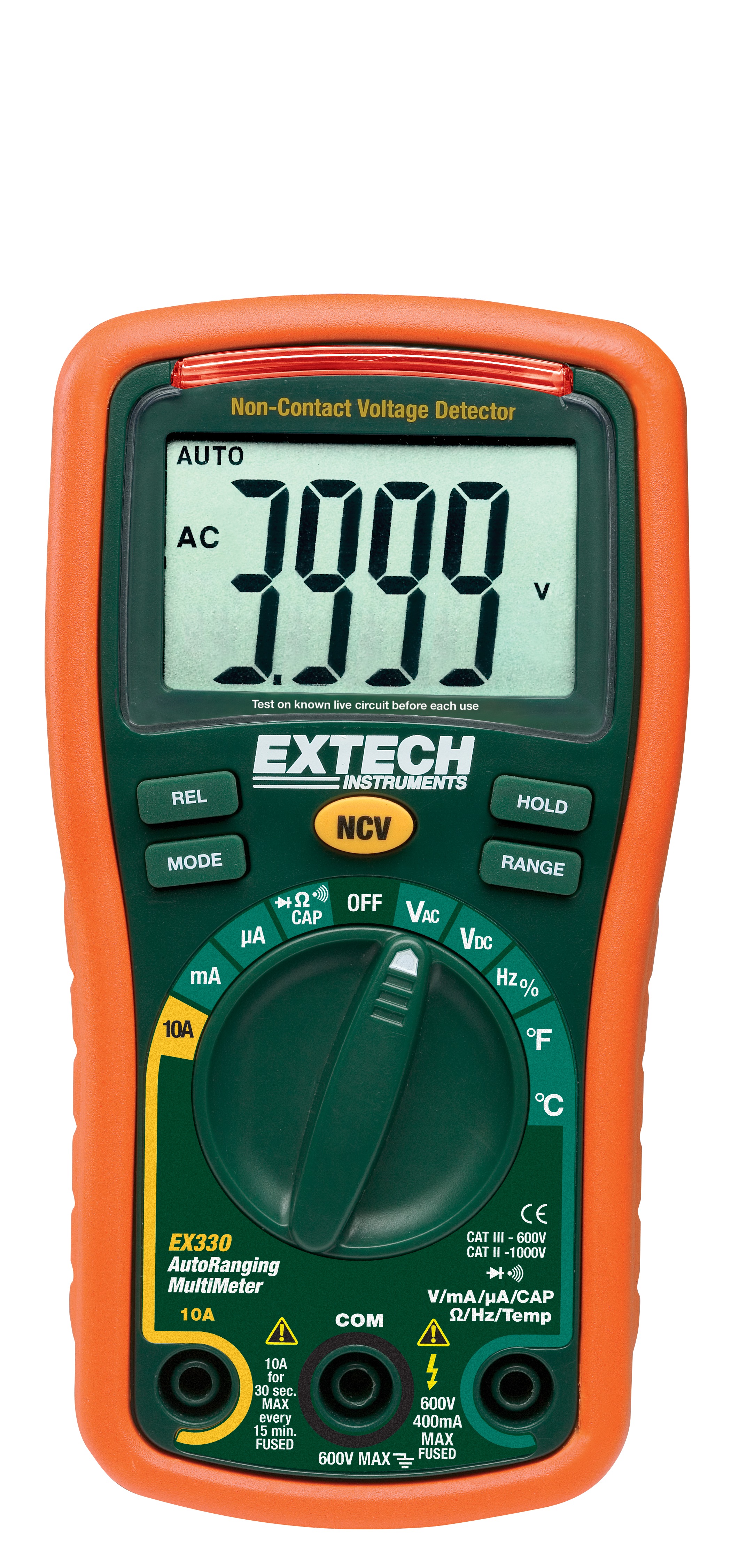 Extech EX330 EX300 Manual Ranging, Auto Ranging LCD Multimeter True RMS, 10 A ac, 10 A dc, 600 V ac