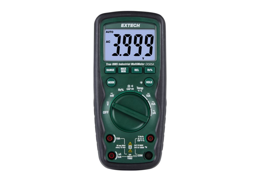 Extech EX505A Handheld LCD Multimeter True RMS, 10 A ac, 10 A dc, 1 kV ac