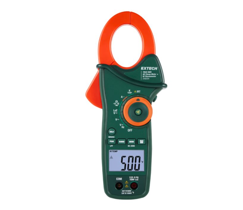 Extech EX820A Clamp Meter, 1000 A 1000 A 1000 V dc 1000 V ac Steady Non-Contact Voltage Detector