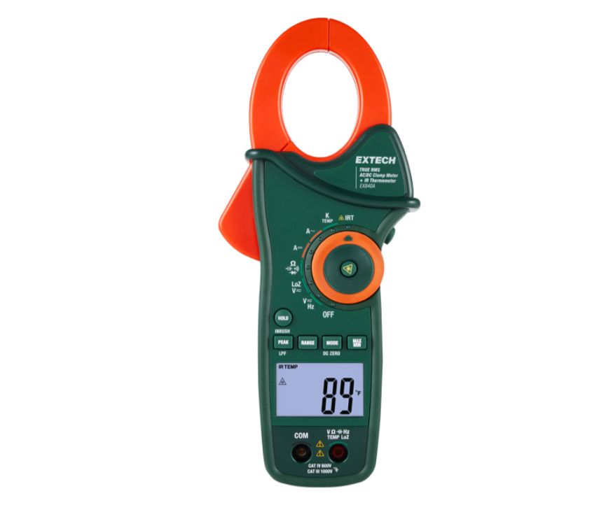 Extech EX820A Clamp Meter, 1000 A dc 1000 A ac 1000 V dc 1000 V ac Steady Non-Contact Voltage Detector