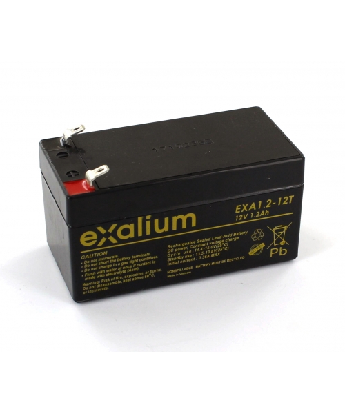 Exalium 12 V, Faston F1 Lead Acid Battery, 1.2 Ah, 48mm x 56 mm x 97 mm
