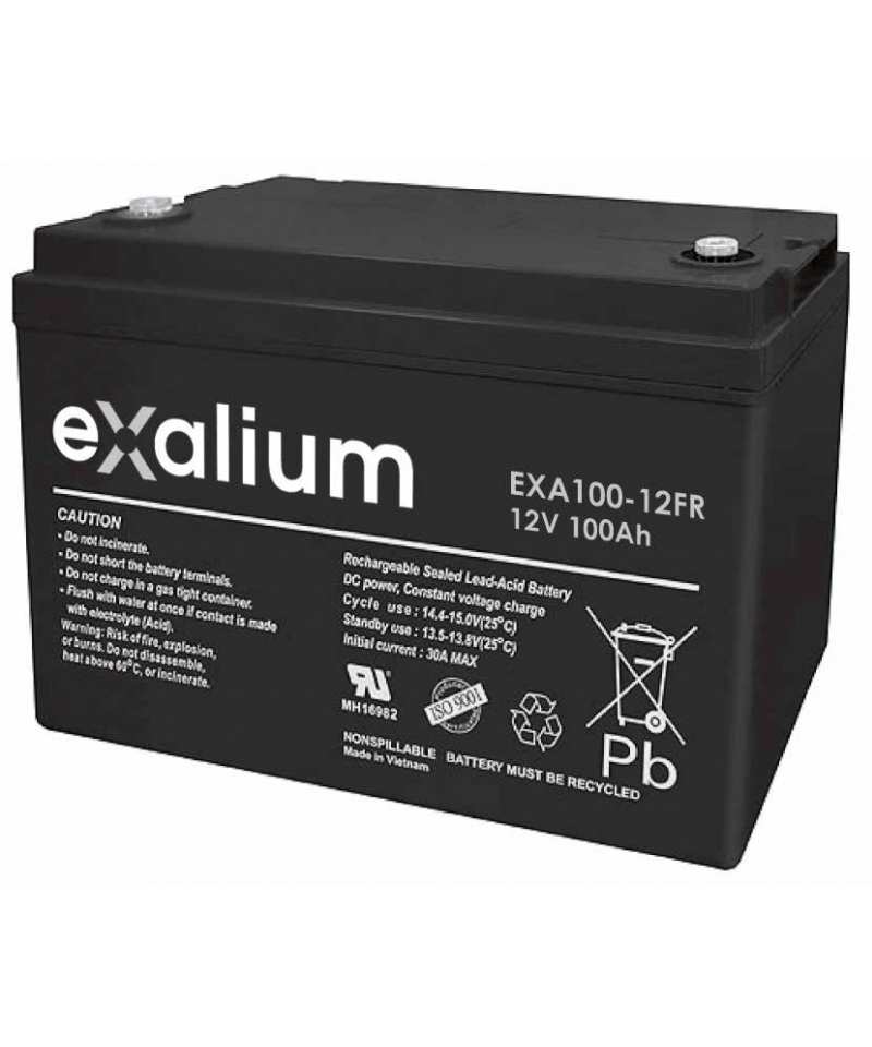 Exalium 12 V Lead Acid Battery, 100 Ah, 173mm x 125 mm x 166 mm