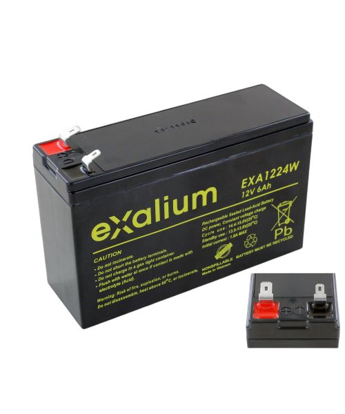 Exalium 12 V Lead Acid Battery, 6 Ah, 51mm x 94 mm x 151 mm
