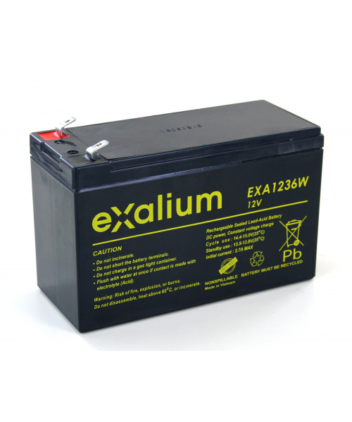 Exalium 12 V, Faston F2 Lead Acid Battery, 65mm x 94 mm x 151 mm