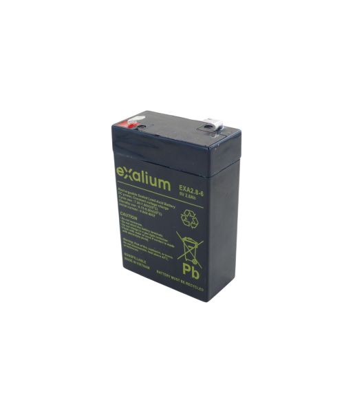 Exalium 6 V, Faston F1 Lead Acid Battery, 2.8 Ah, 32mm x 96 mm x 66 mm