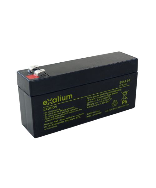 Exalium 8 V, Faston F1 Lead Acid Battery, 3.2 Ah, 37mm x 63 mm x 134 mm