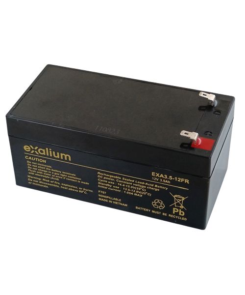 Exalium 12 V, Faston F1 Lead Acid Battery, 3 Ah, 67mm x 66 mm x 134 mm