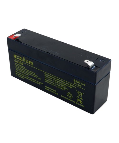 Exalium 6 V, Faston F1 Lead Acid Battery, 3.5 Ah, 34mm x 60 mm x 134 mm