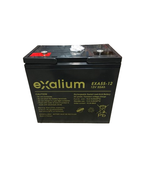 Exalium 12 V Lead Acid Battery, 55.00 Ah, 135mm x 229 mm x 151 mm
