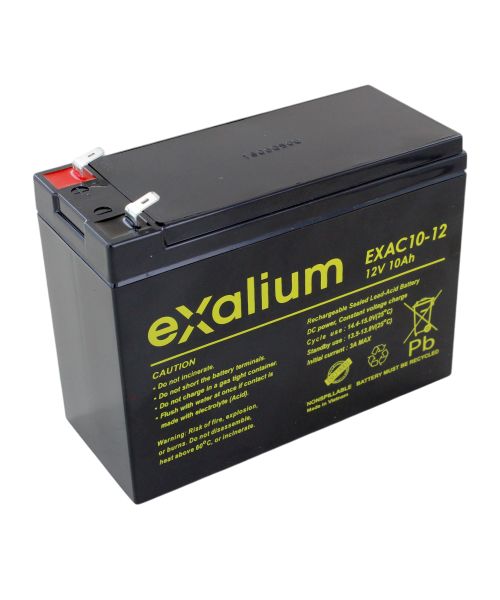 Exalium 12 V, Faston F2 Lead Acid Battery, 10 Ah, 65mm x 115 mm x 151 mm