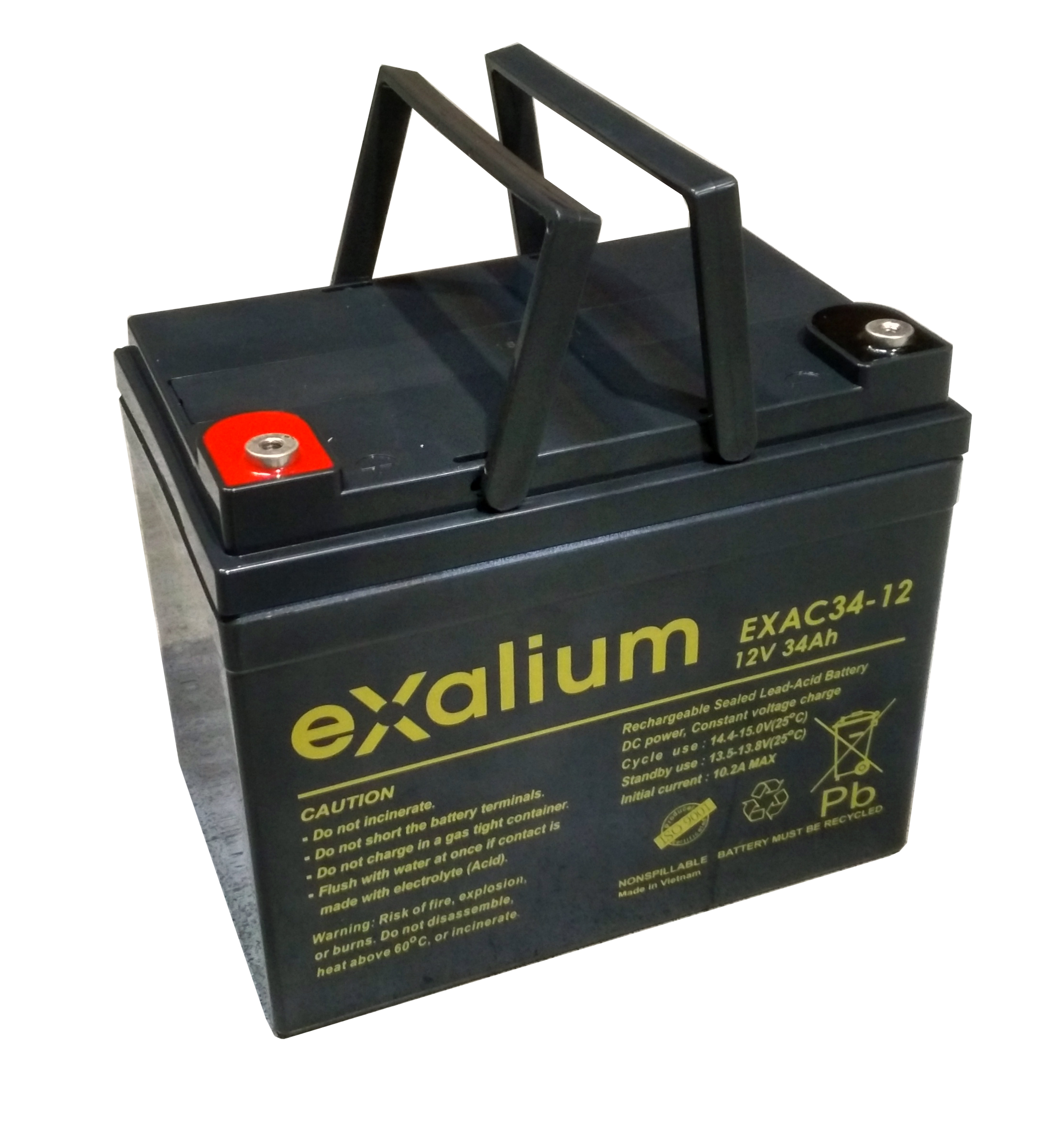 Exalium 12 V Sealed Lead Acid Battery, 34 Ah, 130mm x 169 mm x 196 mm