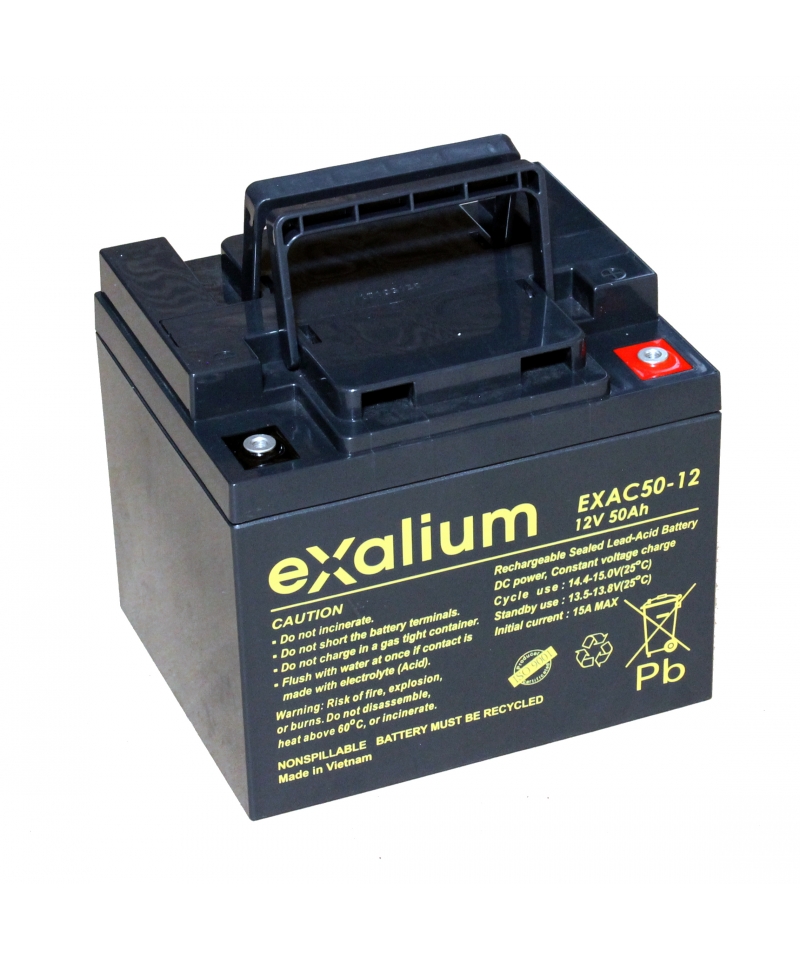 Exalium 12 V Lead Acid Battery, 50.00 Ah, 166mm x 125 mm x 166 mm
