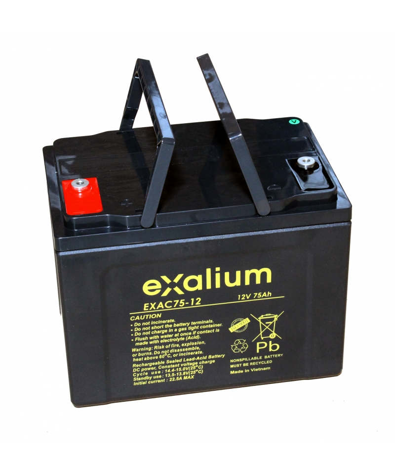 Exalium 12 V Lead Acid Battery, 75.00 Ah, 170mm x 202 mm x 260 mm