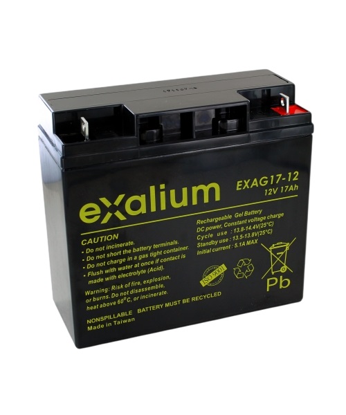 Exalium 12 V Lead Acid Battery, 17 Ah, 76mm x 167 mm x 181 mm