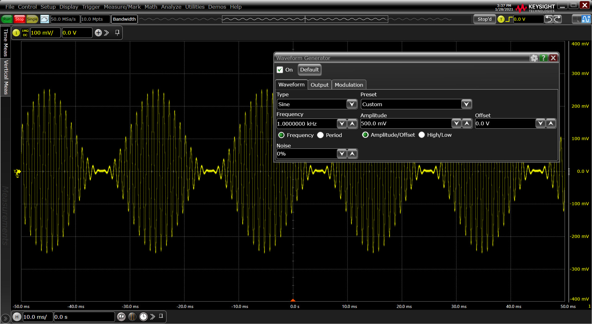 exr2wav Keysight + Oscilloscope