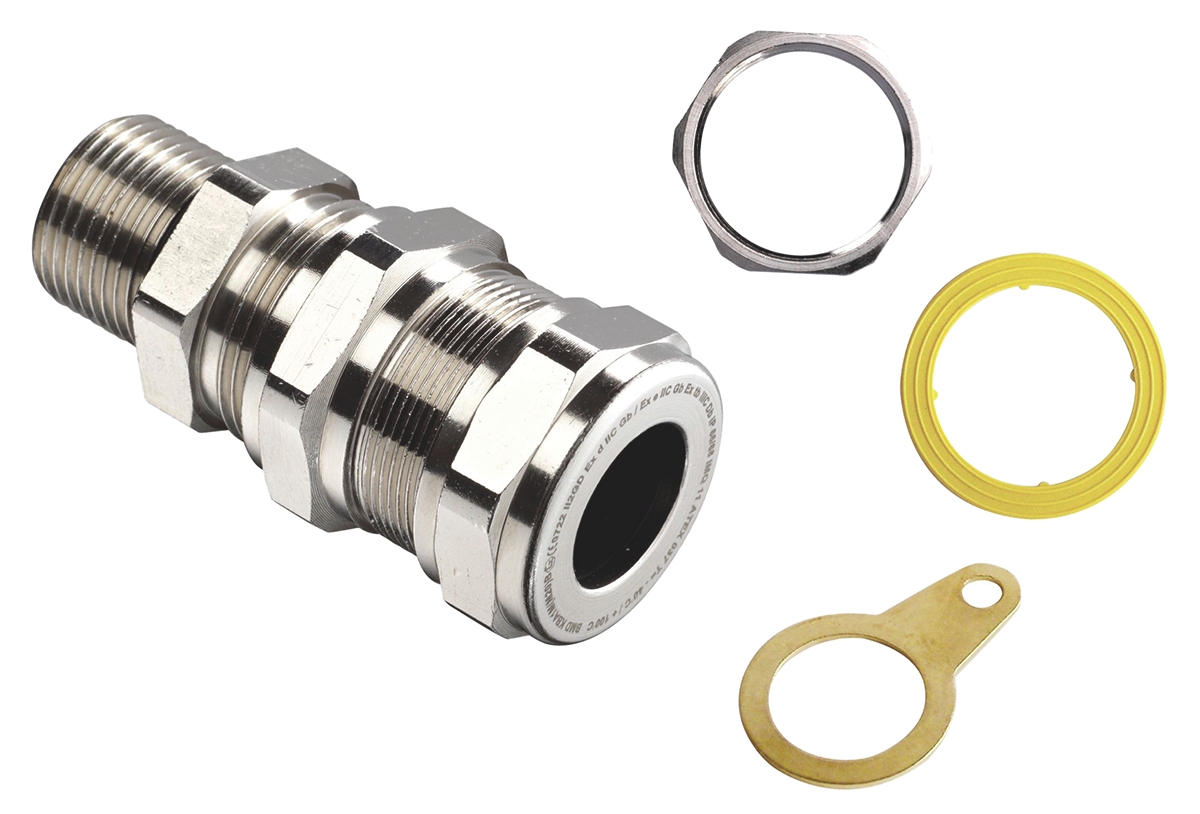 exs04msc1k-rs Kopex-EX C1 Series Metallic Stainless Steel Cable Gland Kit, M20 Thread, 6 mm min., 12 mm max., IP66